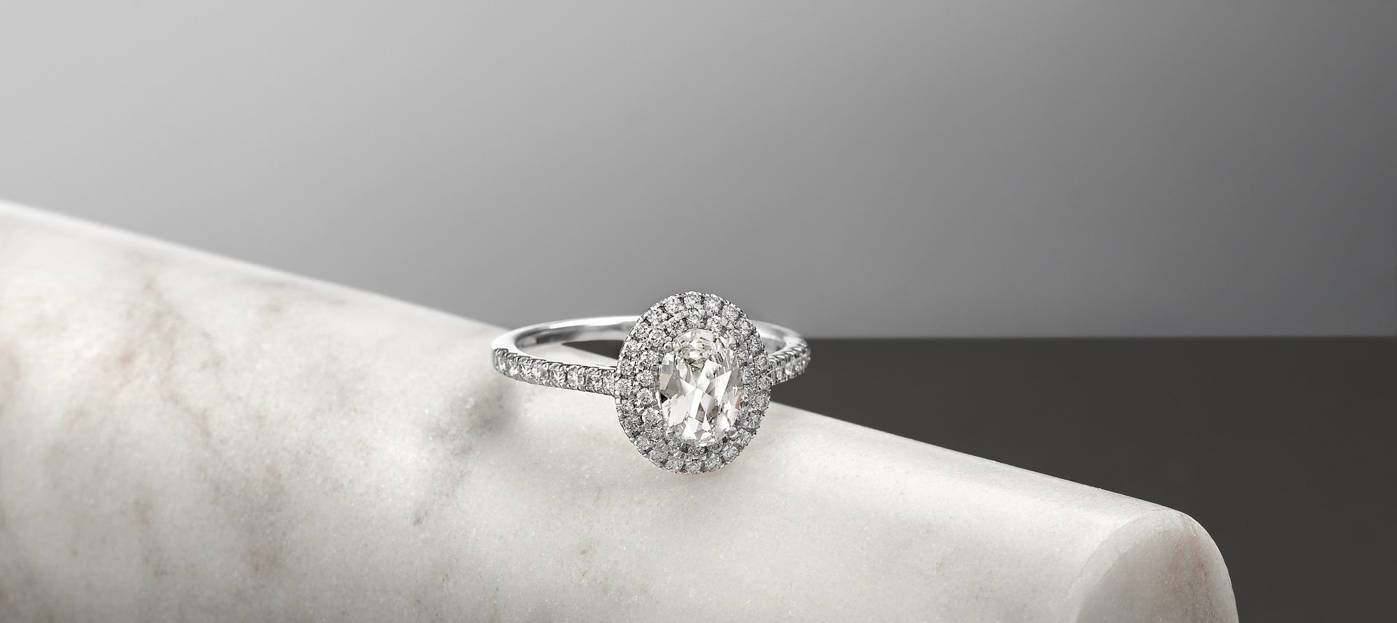 oval diamond engagement ring with double halo