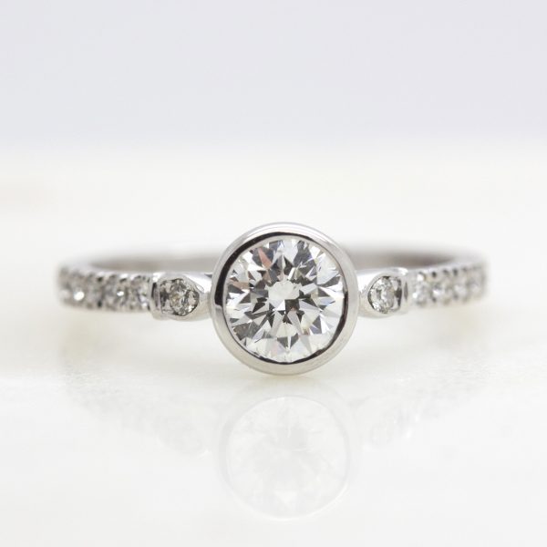 round diamond bezel set engagement ring