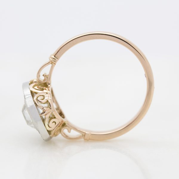 filigree engagement ring set in rose gold