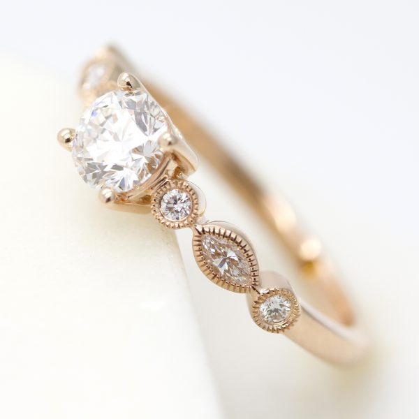 rose gold vine organic engagement ring